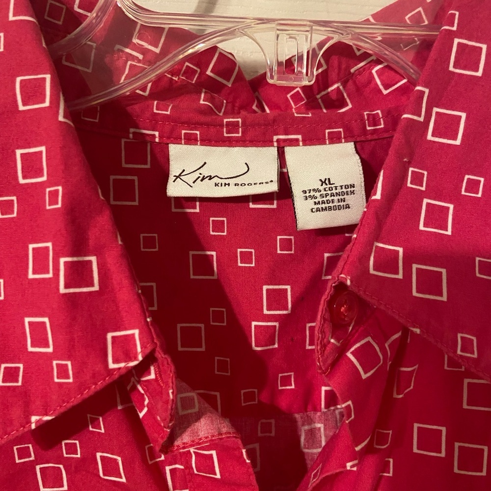 Pink Patterned Button-Up Women's Shirt - Picture 2 of 5